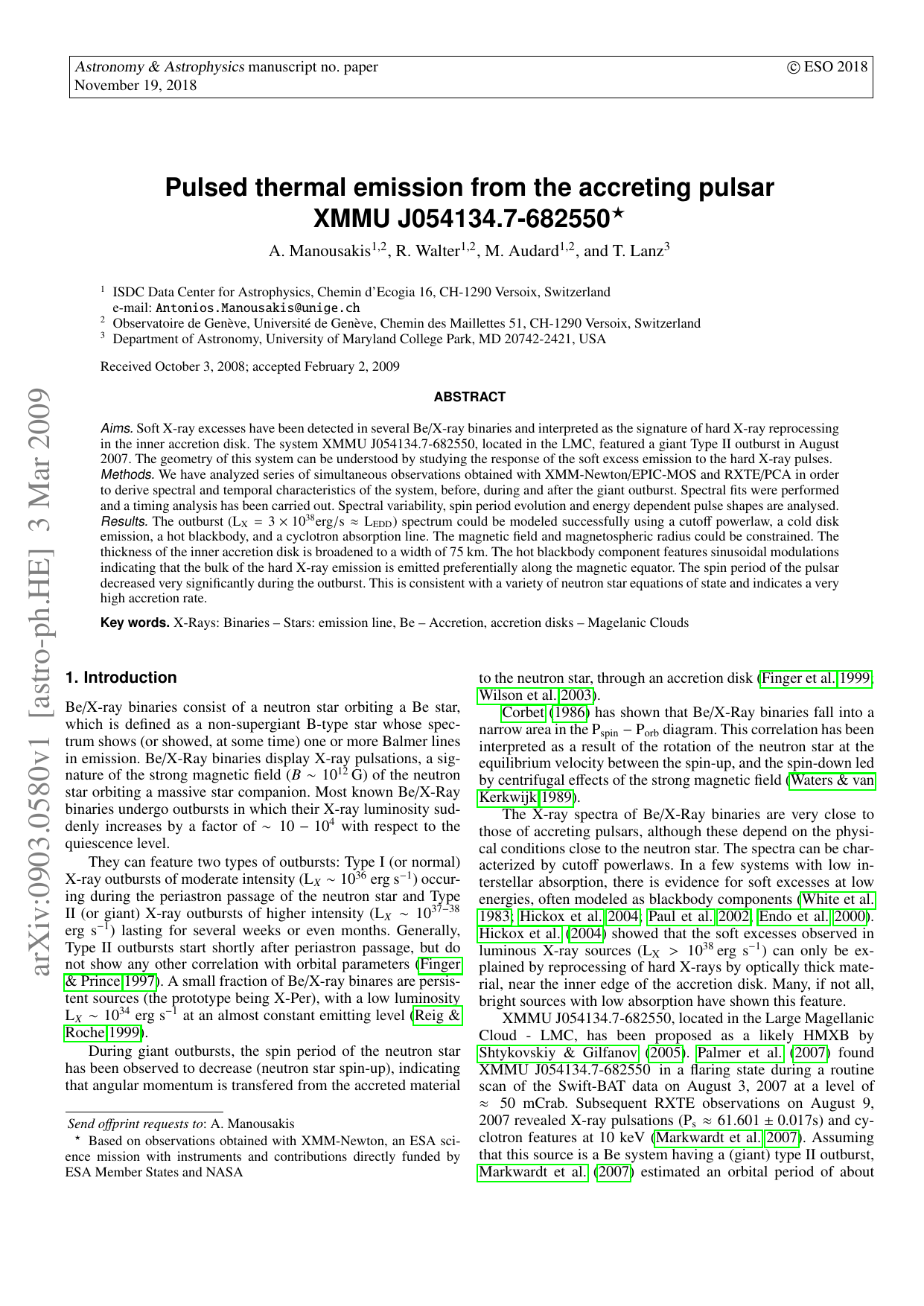 Pulsed thermal emission from the accreting pulsar XMMU J054134.7-682550