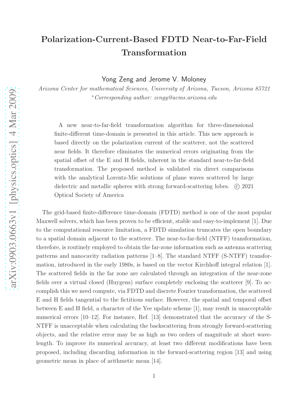 Polarization-Current-Based FDTD Near-to-Far-Field Transformation