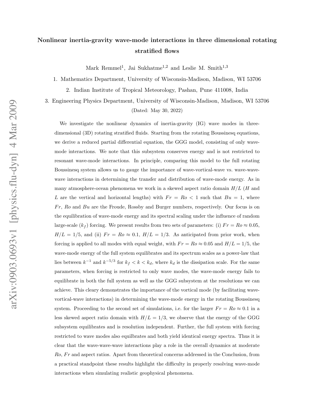 Nonlinear inertia-gravity wave-mode interactions in three dimensional   rotating stratified flows