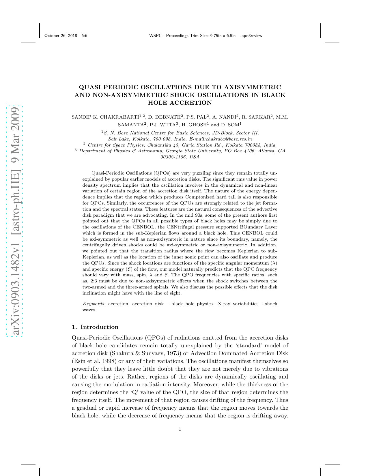 Quasi Periodic Oscillations due to Axisymmetric and Non-Axisymmetric   Shock Oscillations in Black Hole Accretion