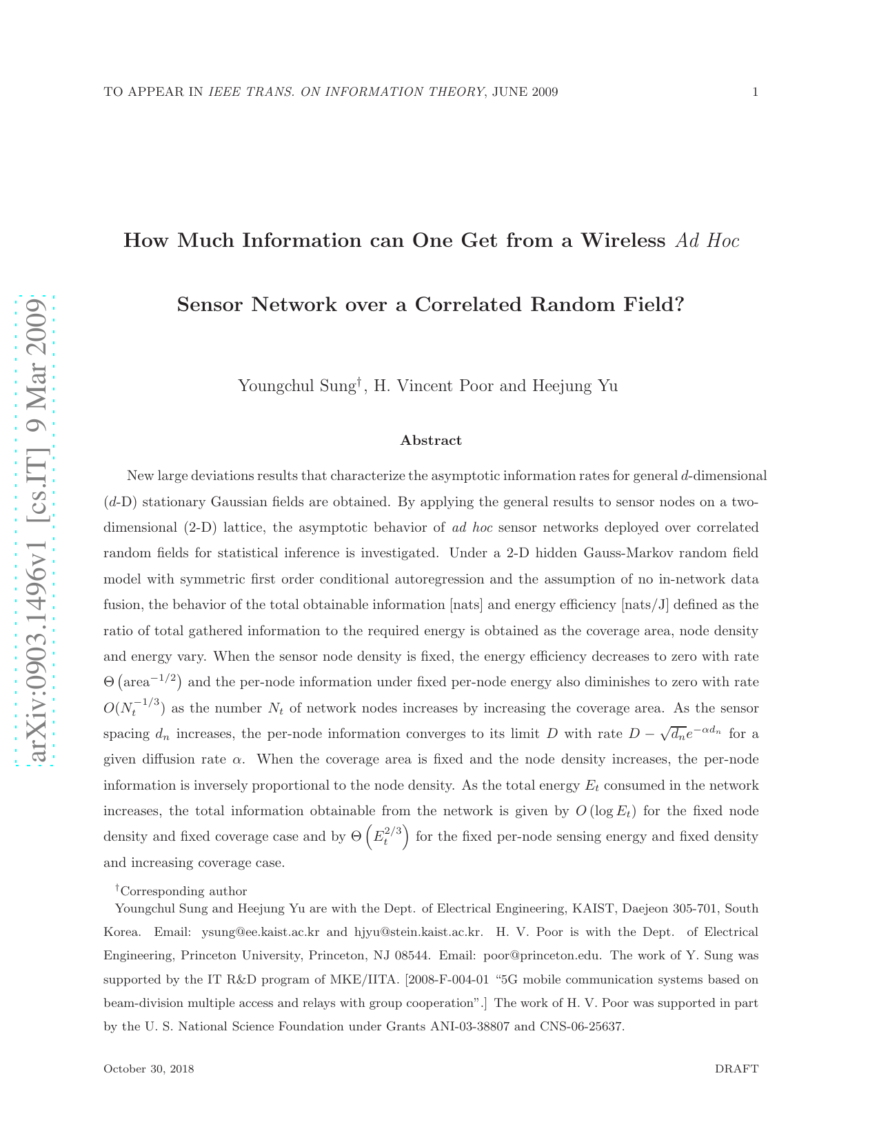 How Much Information can One Get from a Wireless Ad Hoc Sensor Network   over a Correlated Random Field?