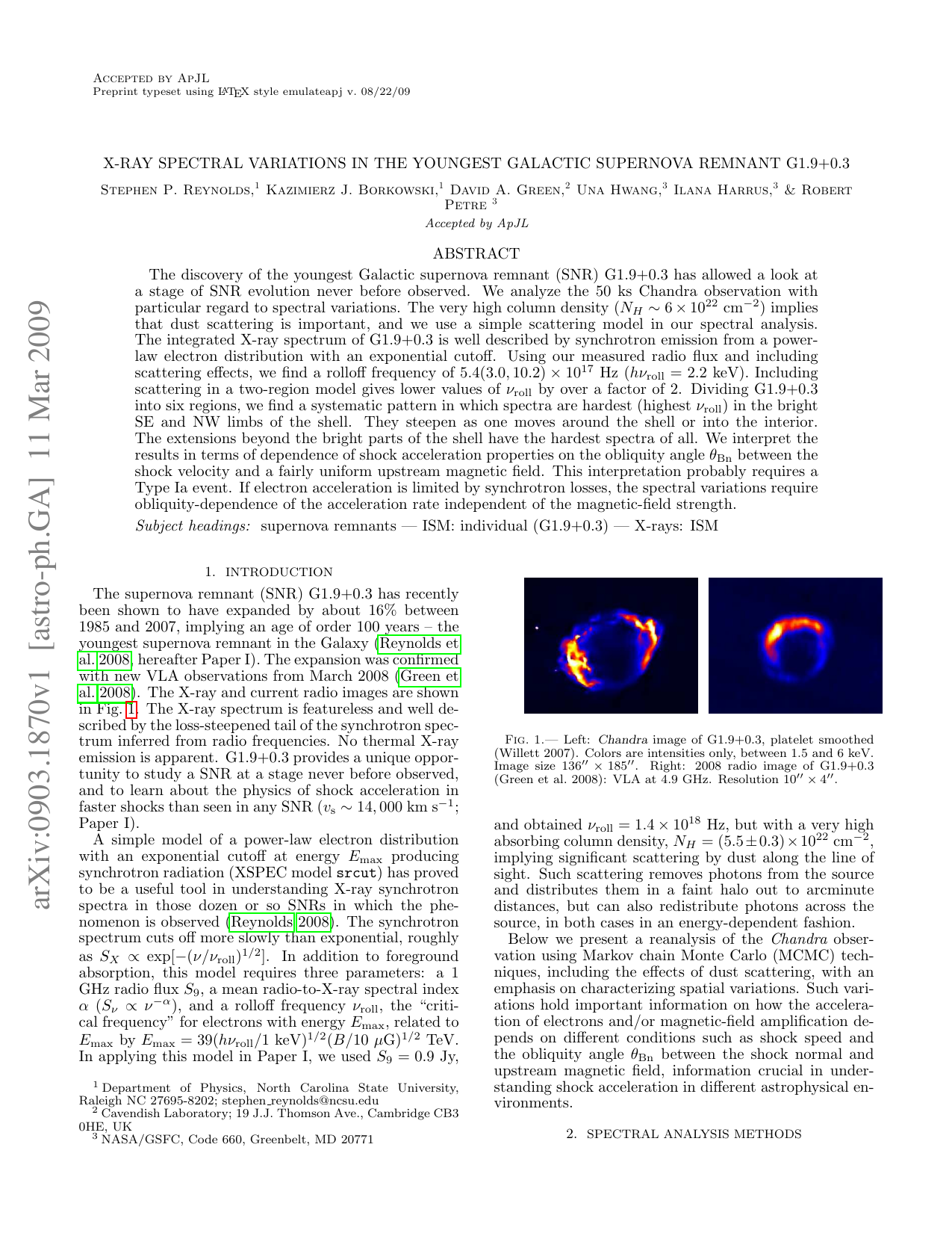 X-ray Spectral Variations in the Youngest Galactic Supernova Remnant   G1.9+0.3
