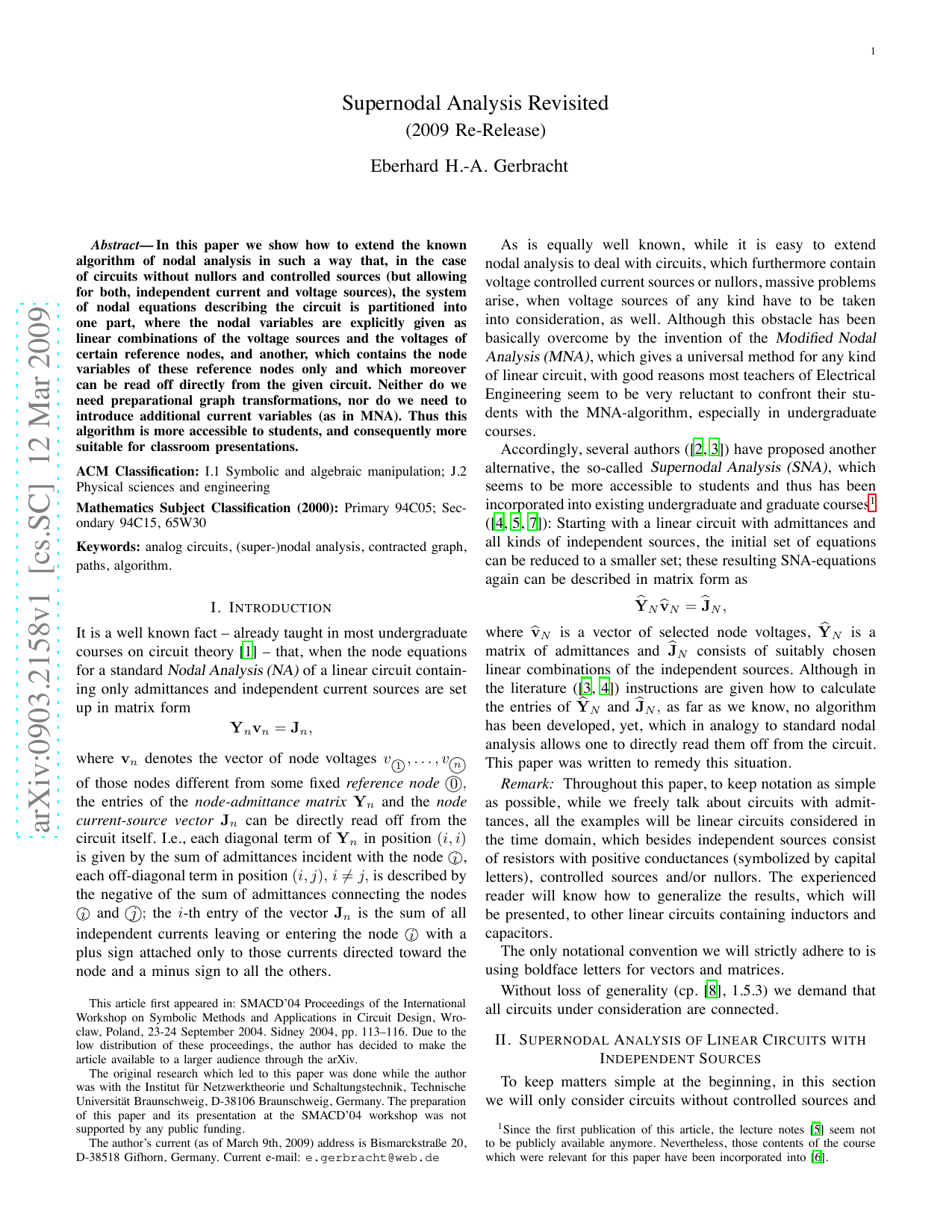 Supernodal Analysis Revisited