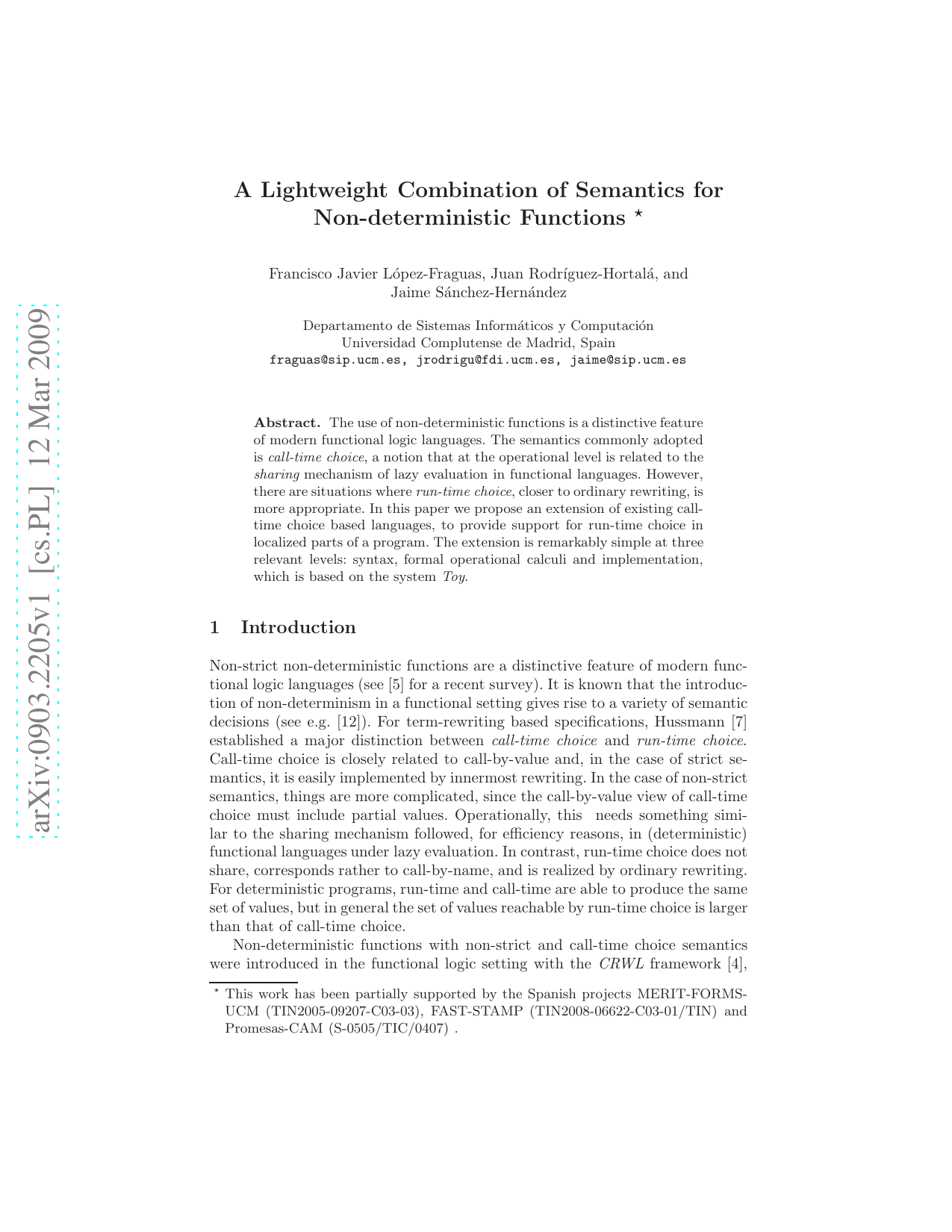A Lightweight Combination of Semantics for Non-deterministic Functions