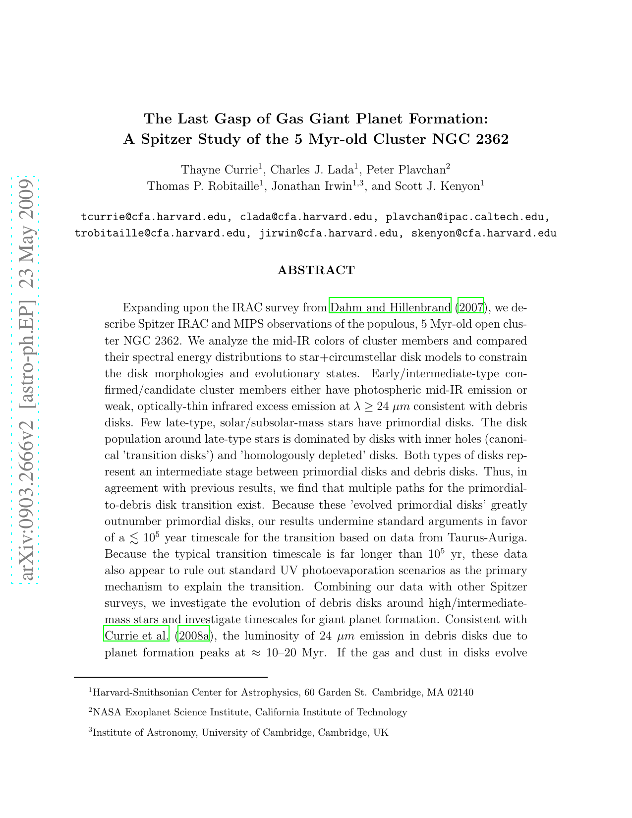 The Last Gasp of Gas Giant Planet Formation: A Spitzer Study of the 5 Myr-old Cluster NGC 2362
