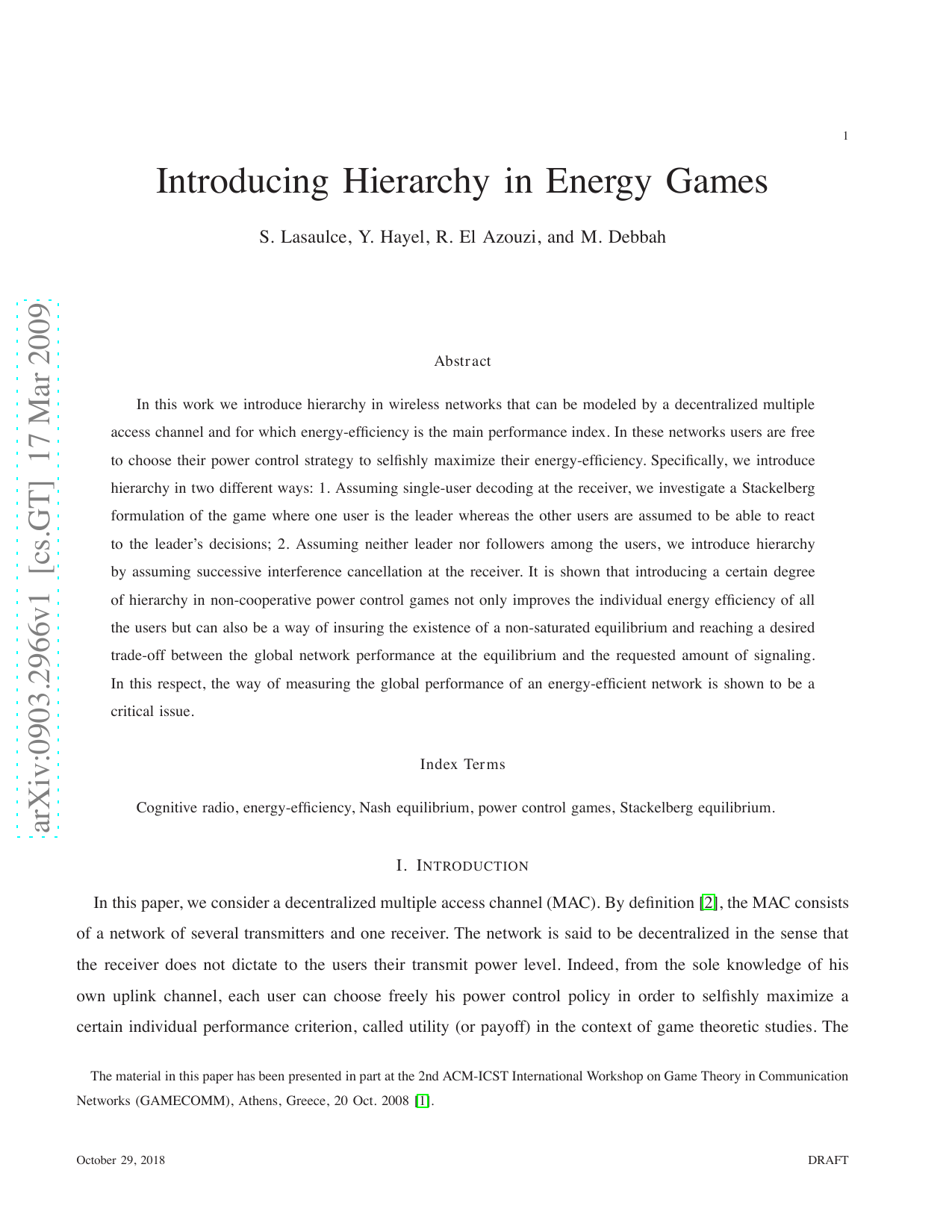 Introducing Hierarchy in Energy Games