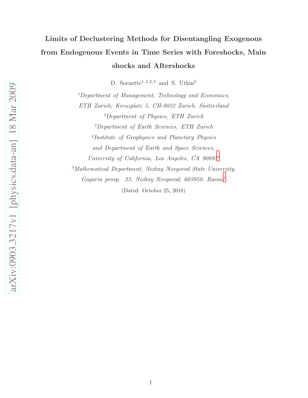 Limits of Declustering Methods for Disentangling Exogenous from   Endogenous Events in Time Series with Foreshocks, Main shocks and Aftershocks