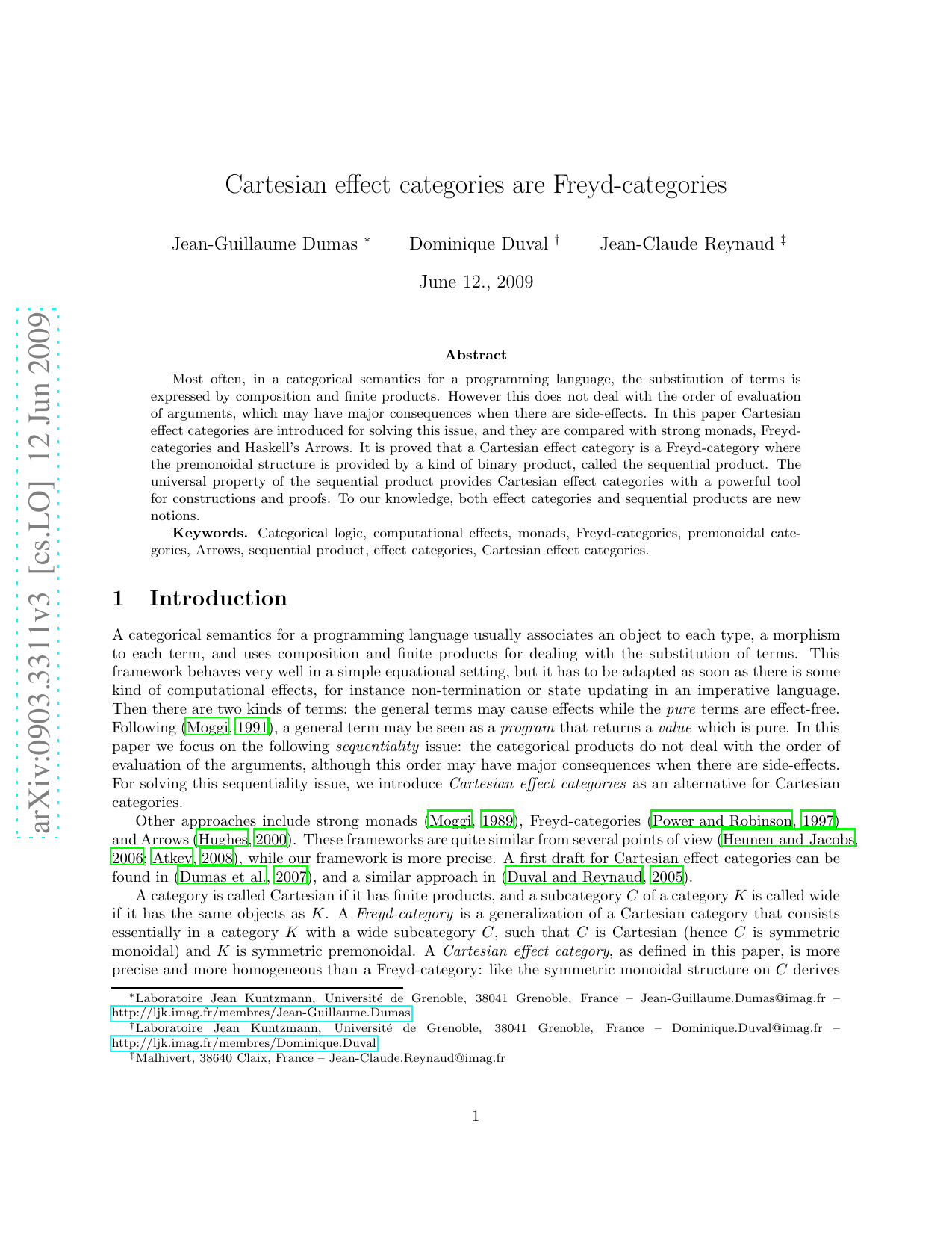 Cartesian effect categories are Freyd-categories