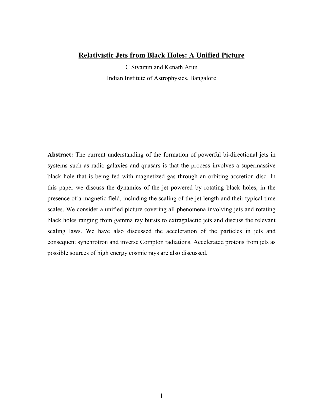 Relativistic Jets from Black Holes: A Unified Picture