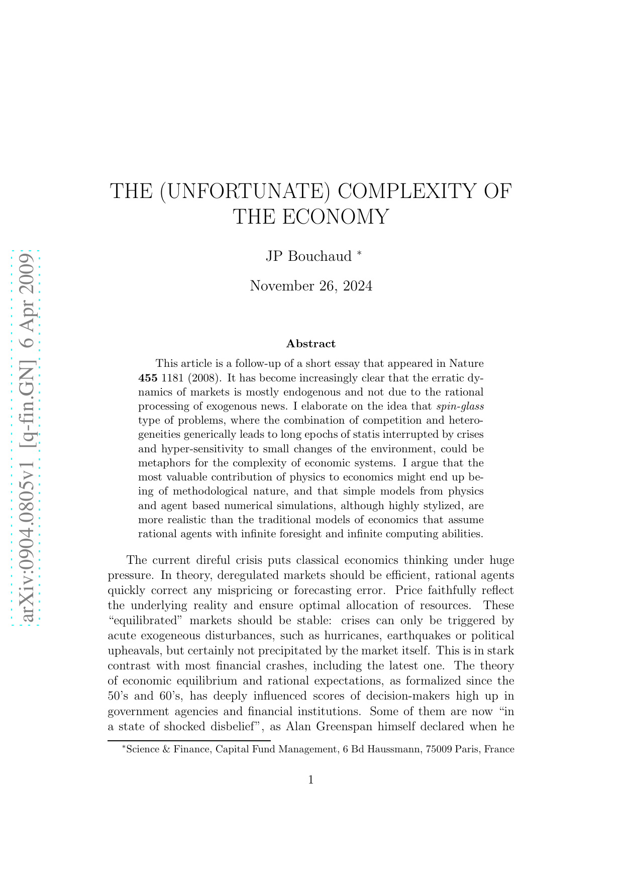 The (unfortunate) complexity of the economy