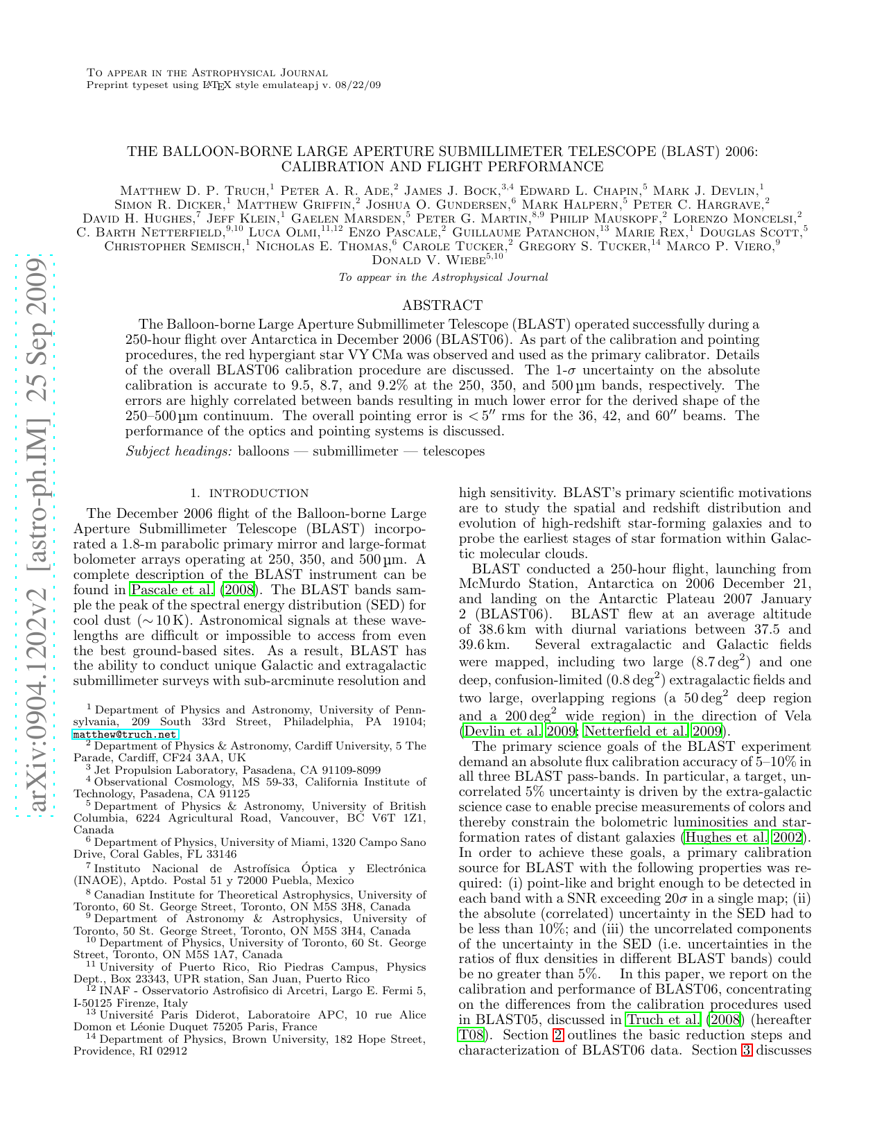 The Balloon-borne Large Aperture Submillimeter Telescope (BLAST) 2006: Calibration and Flight Performance