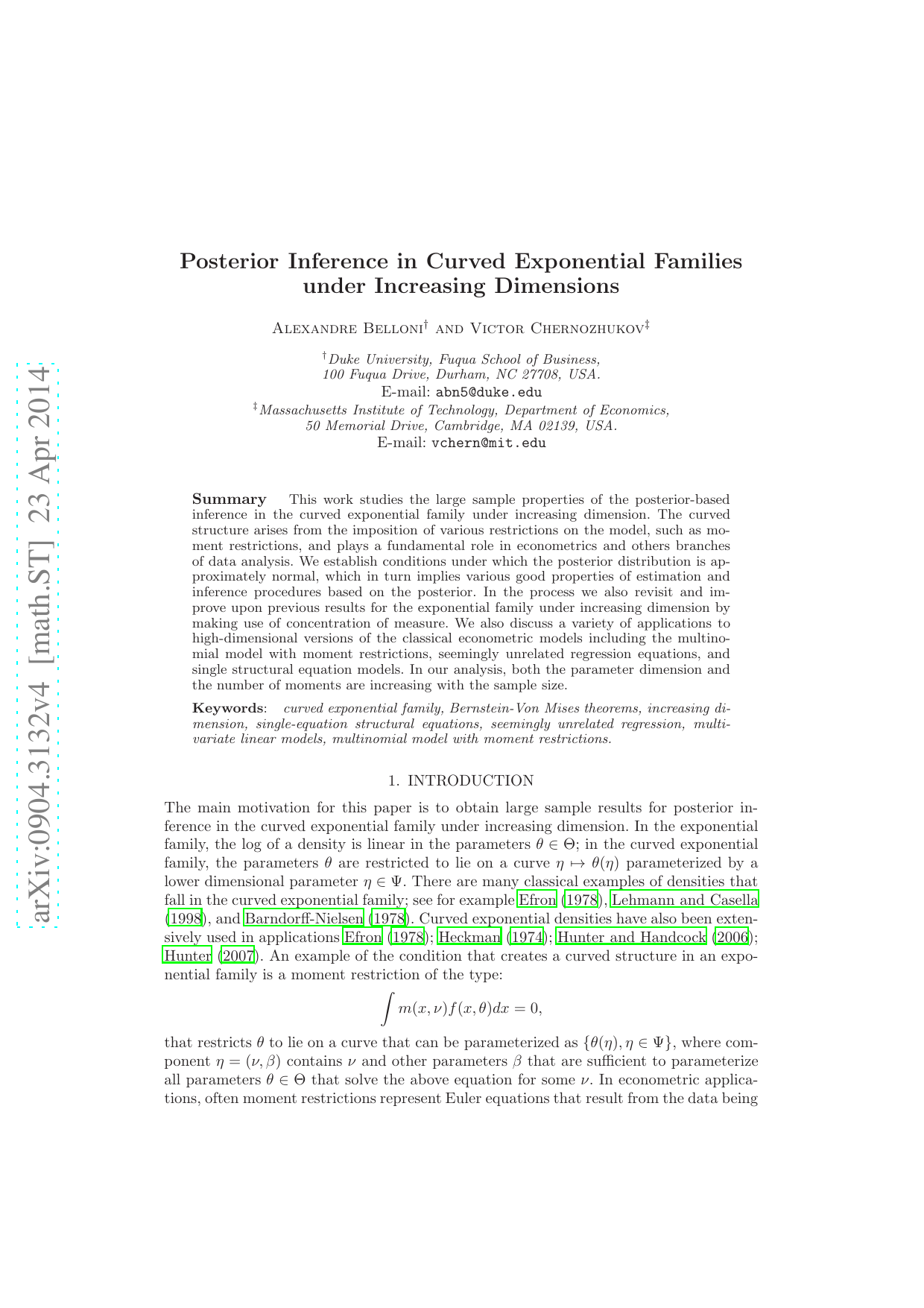 Posterior Inference in Curved Exponential Families under Increasing   Dimensions