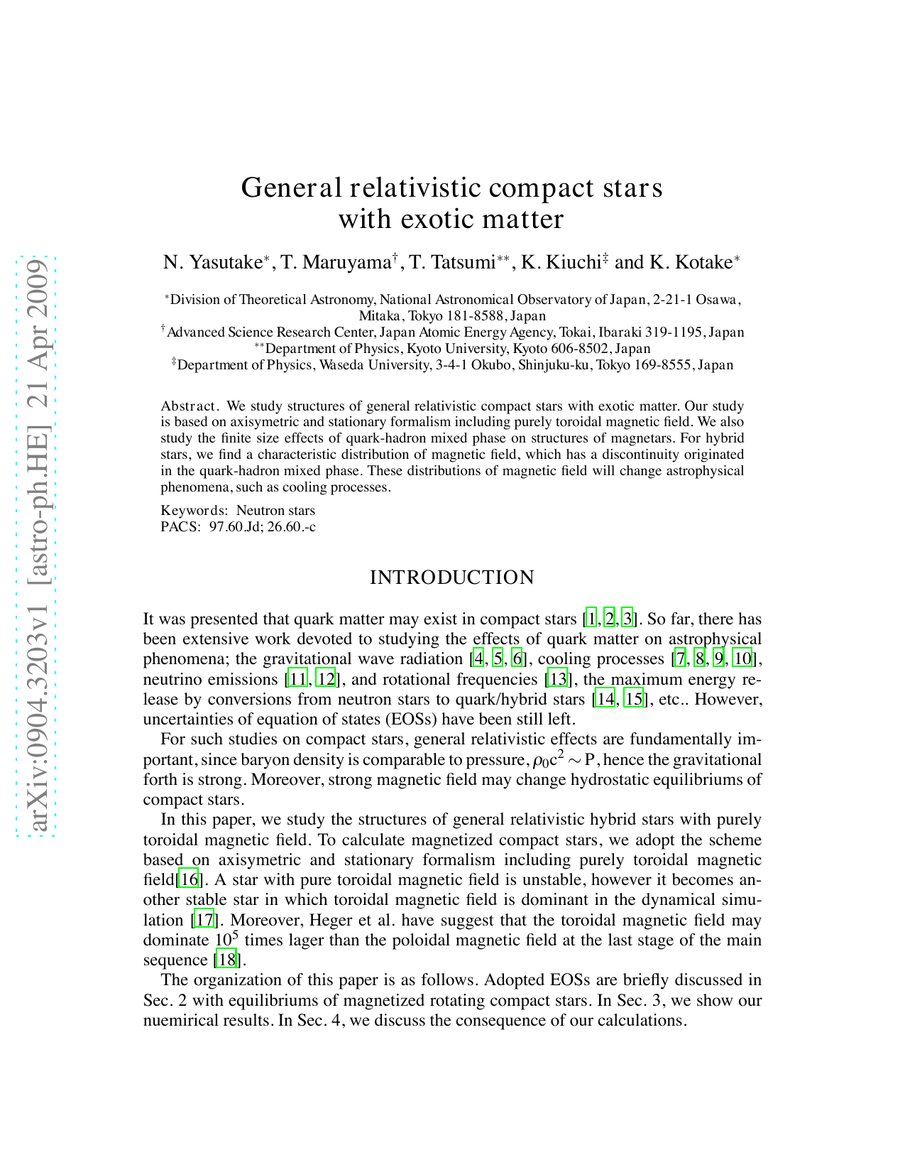 General relativistic compact stars with exotic matter