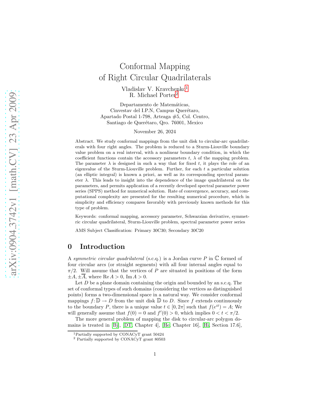 Conformal Mapping of Right Circular Quadrilaterals