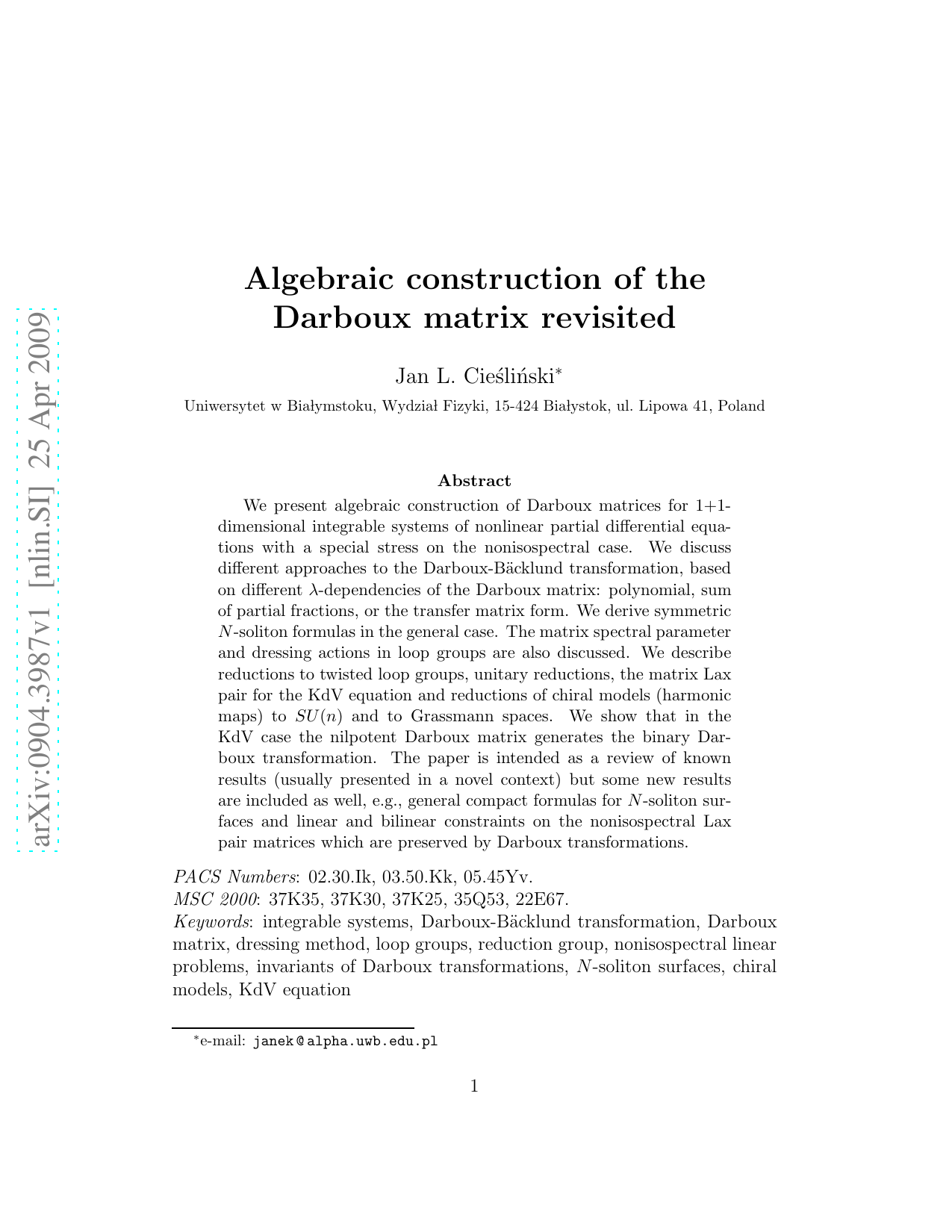 Algebraic construction of the Darboux matrix revisited