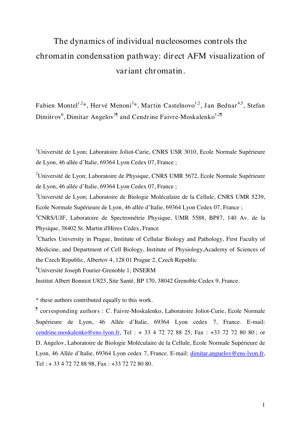 The dynamics of individual nucleosomes controls the chromatin   condensation pathway: direct AFM visualization of variant chromatin