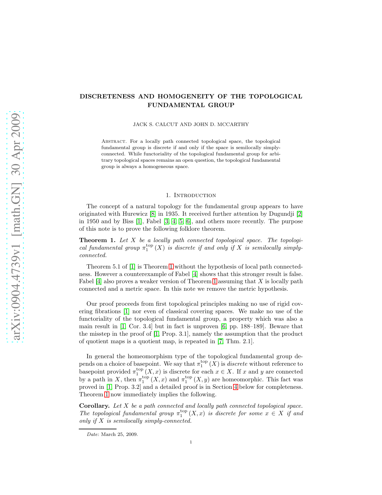 Discreteness and Homogeneity of the Topological Fundamental Group