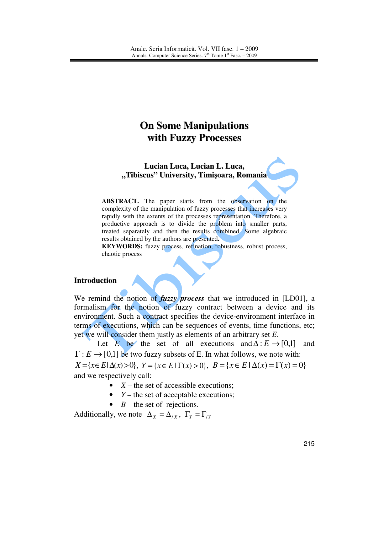 On Some Manipulations with Fuzzy Processes