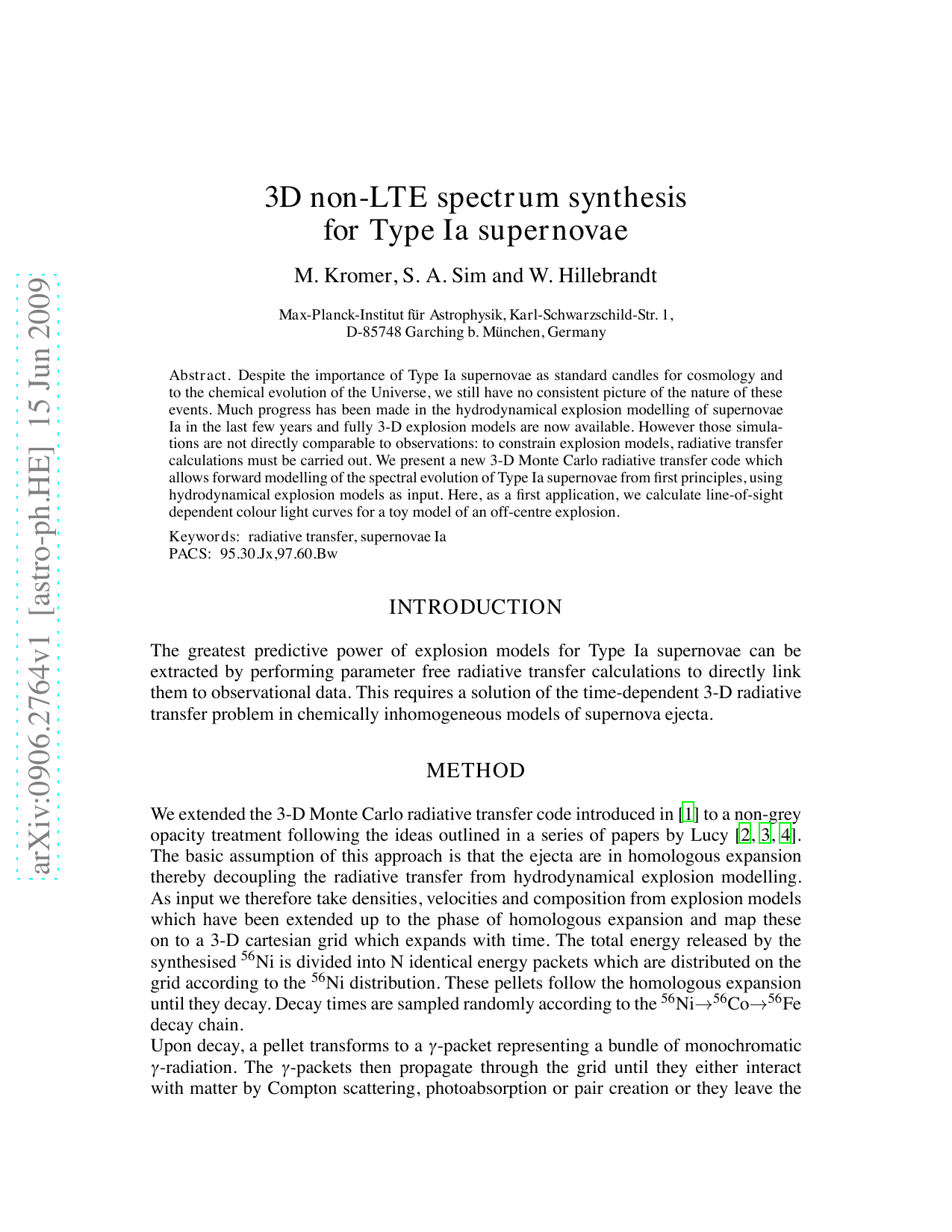 3D non-LTE spectrum synthesis for Type Ia supernovae