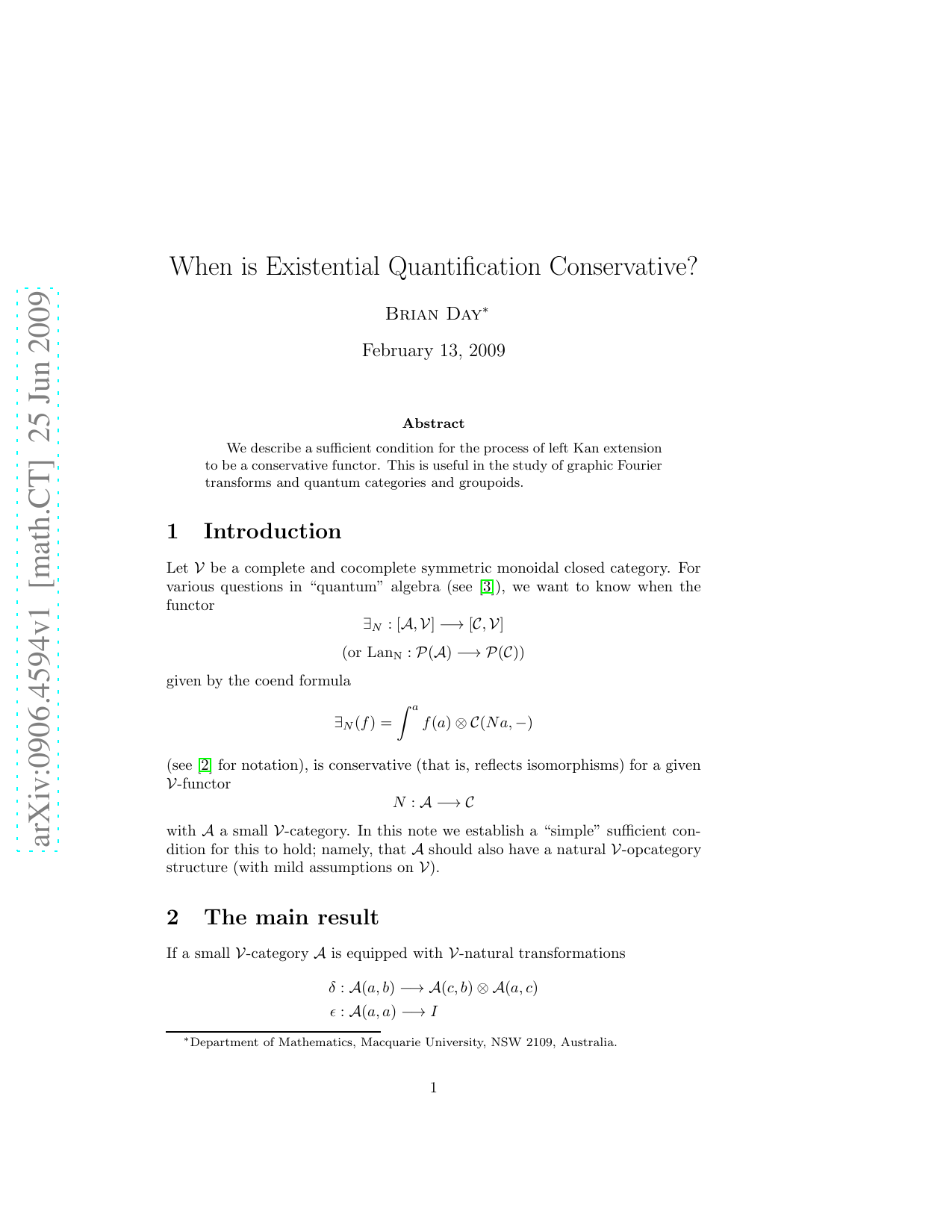 When is Existential Quantification Conservative?