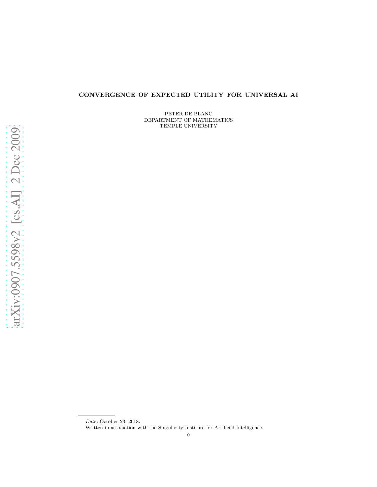 Convergence of Expected Utility for Universal AI