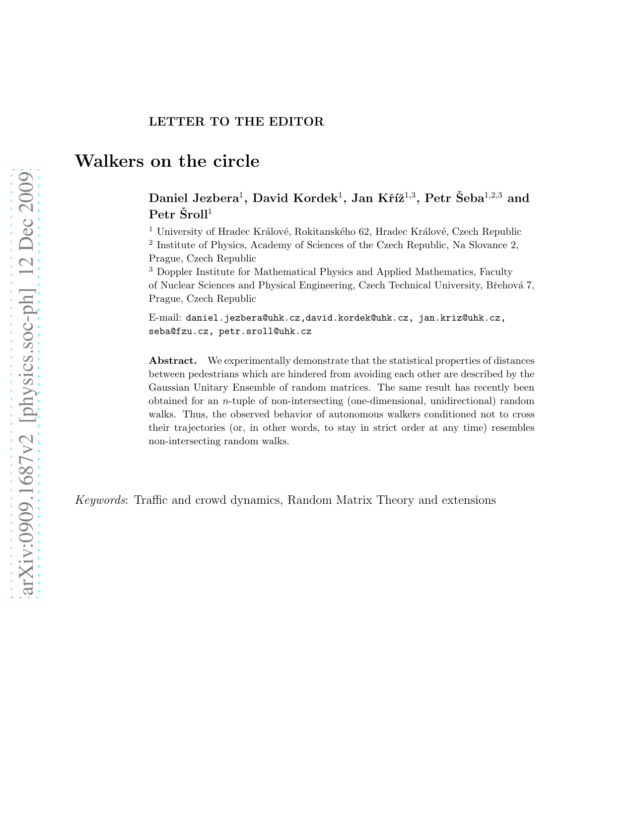 Walkers on the circle