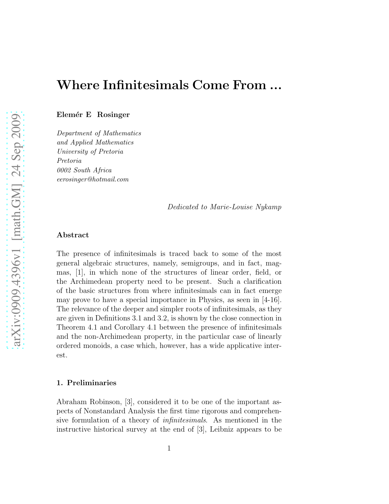 Where Infinitesimals Come From ..