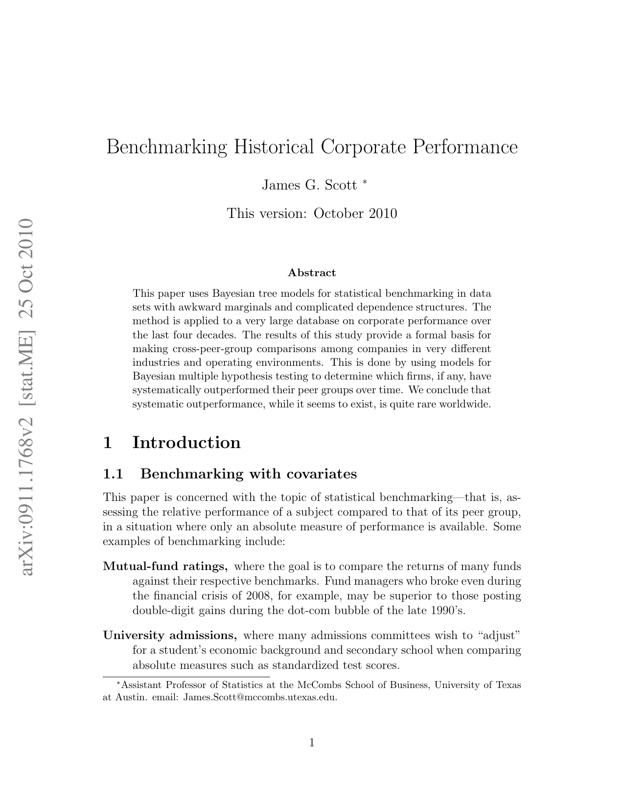 Benchmarking Historical Corporate Performance