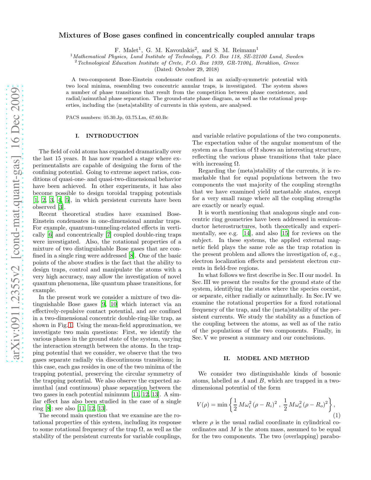 Mixtures of Bose gases confined in concentrically coupled annular traps