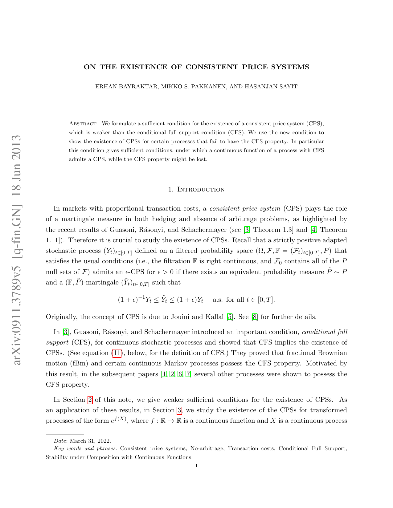 On the Existence of Consistent Price Systems