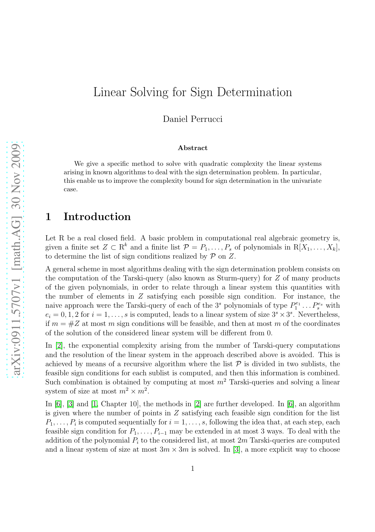 Linear Solving for Sign Determination
