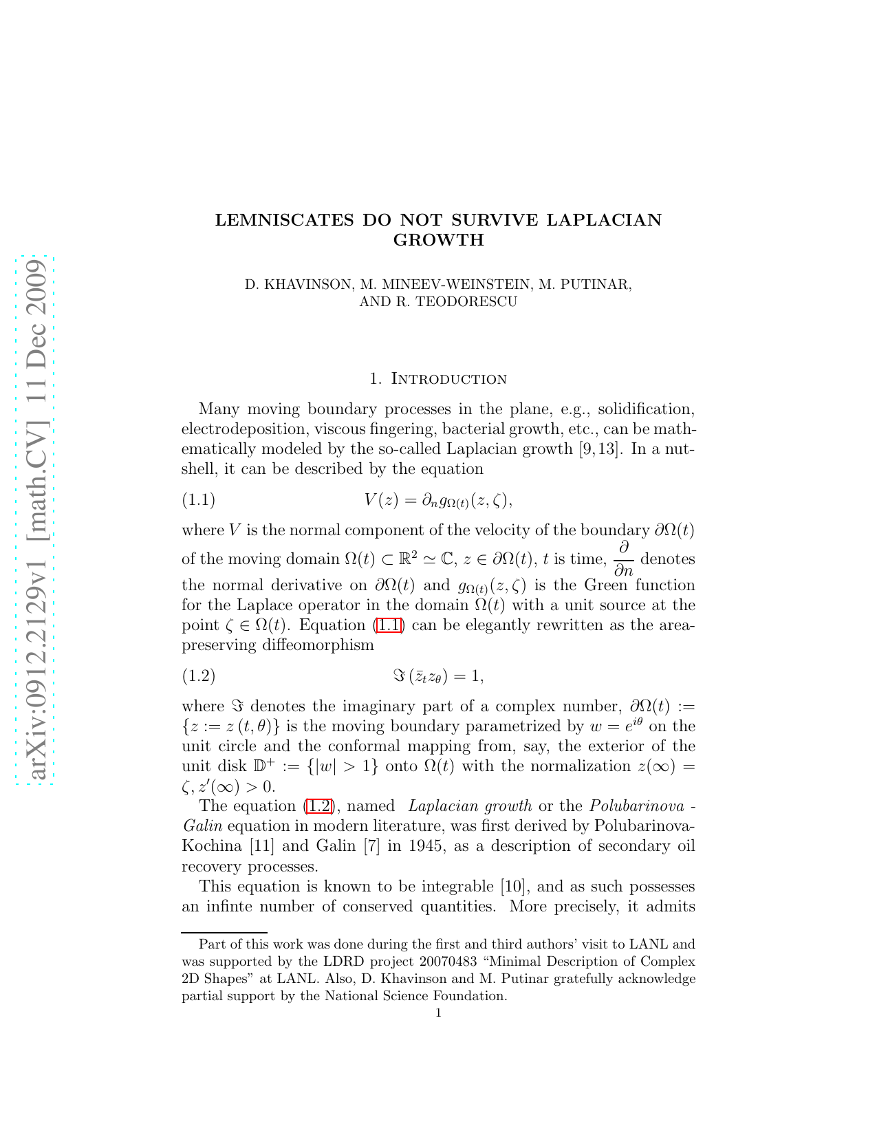 Lemniscates do not survive Laplacian growth