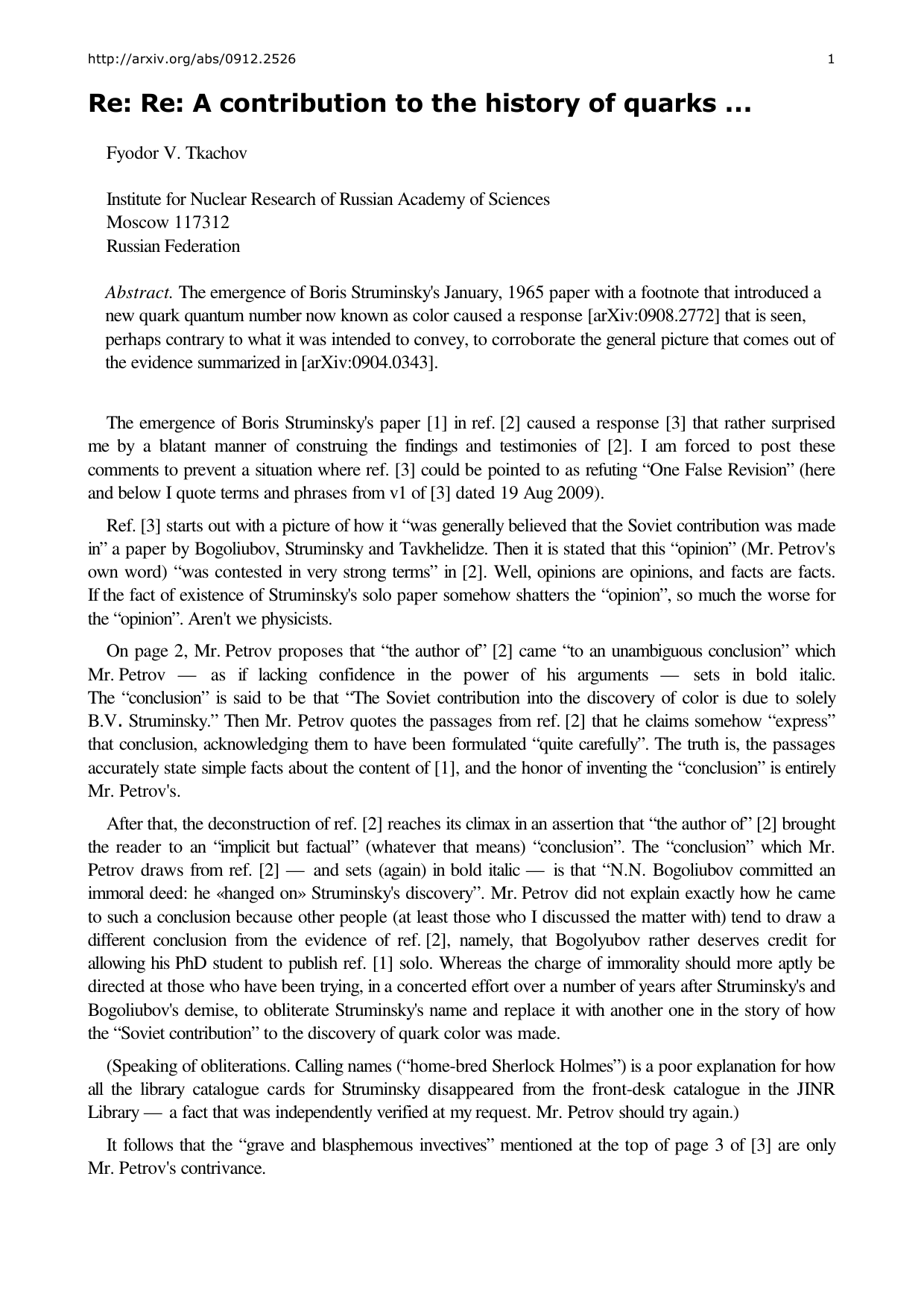 Re: Re: A contribution to the history of quarks