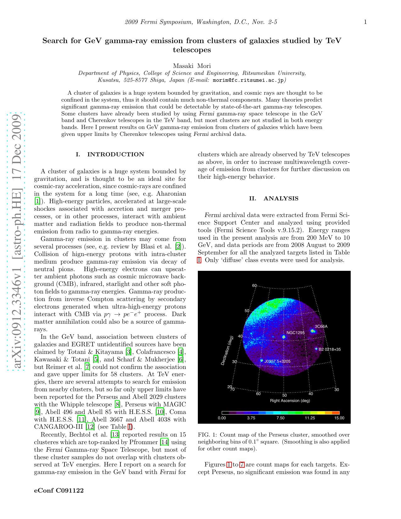 Search for GeV gamma-ray emission from clusters of galaxies studied by   TeV telescopes