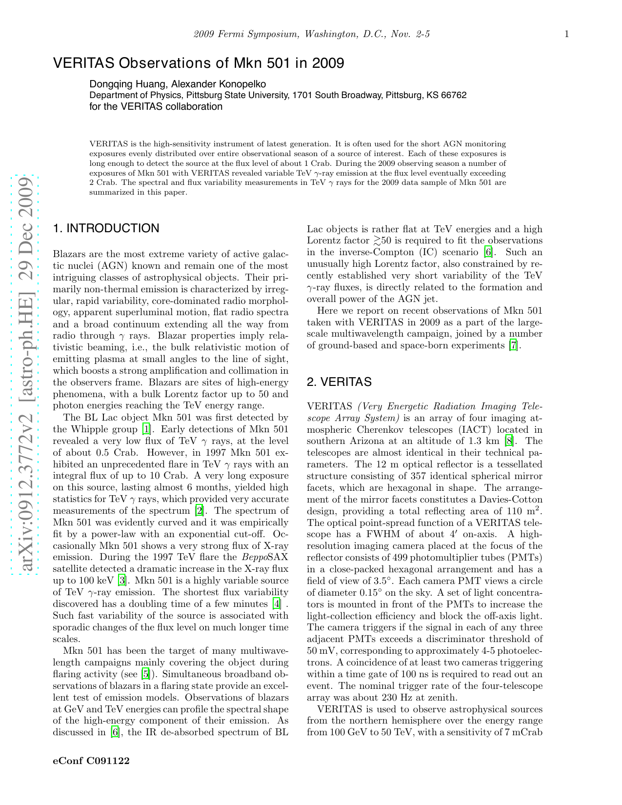 VERITAS Observations of Mkn 501 in 2009