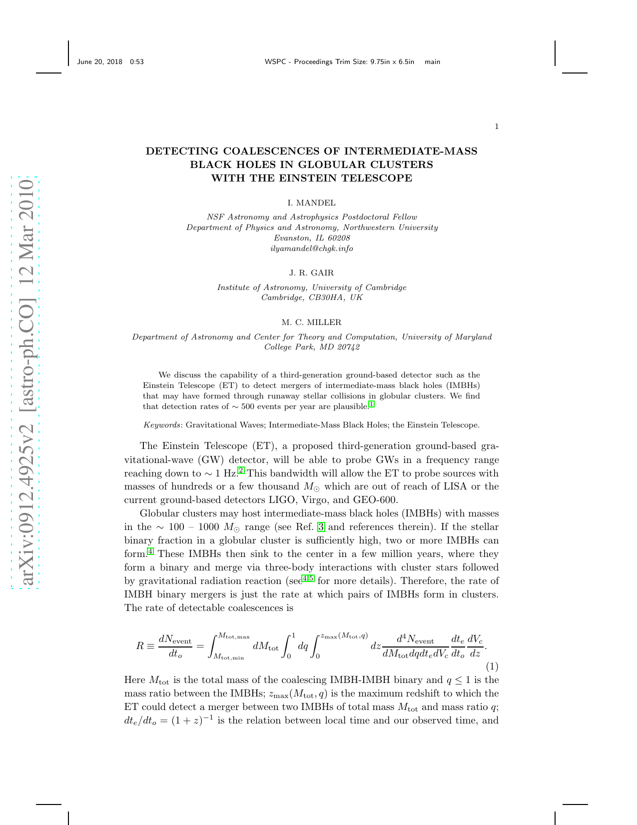 Detecting coalescences of intermediate-mass black holes in globular   clusters with the Einstein Telescope