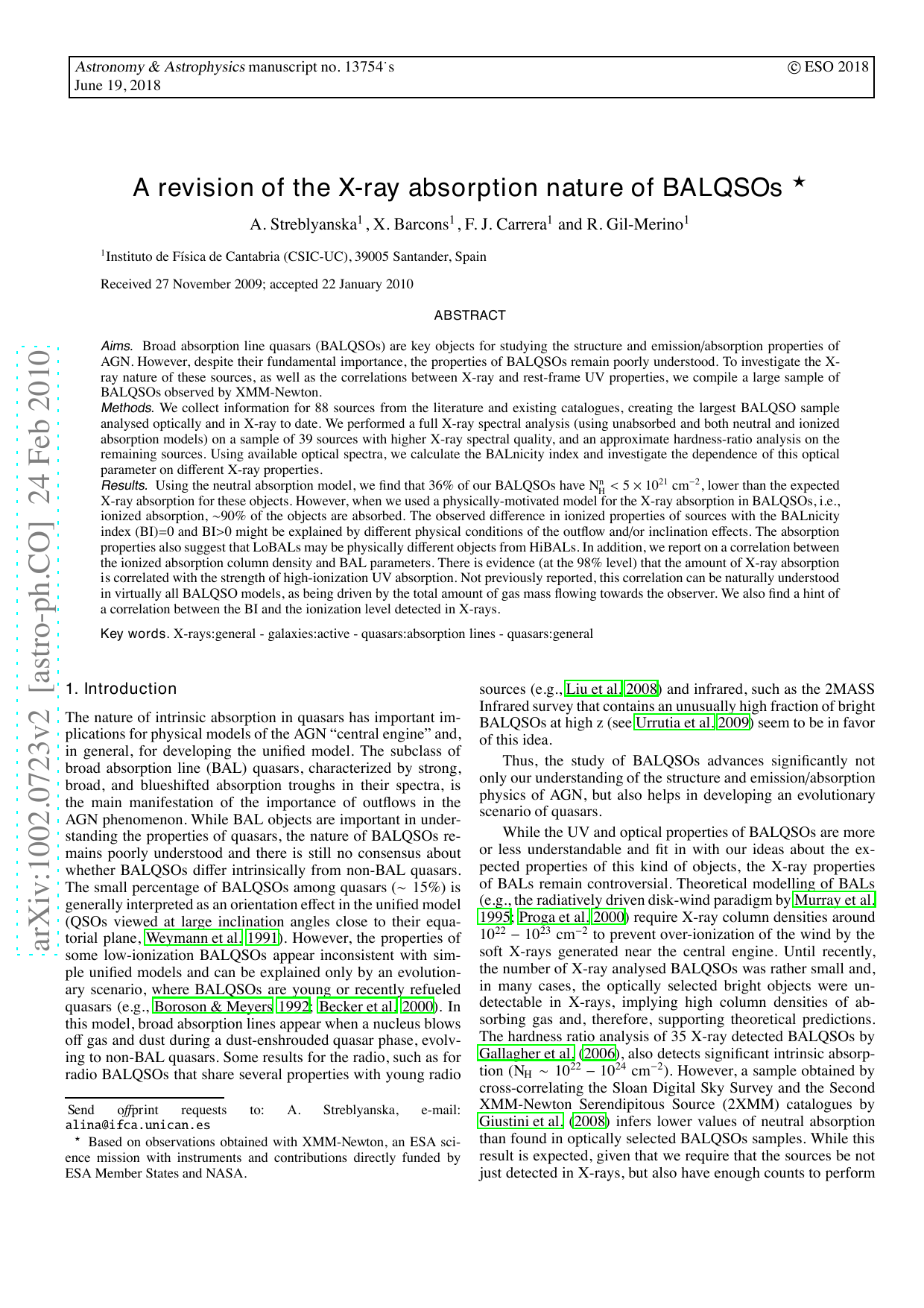 A revision of the X-ray absorption nature of the BALQSOs