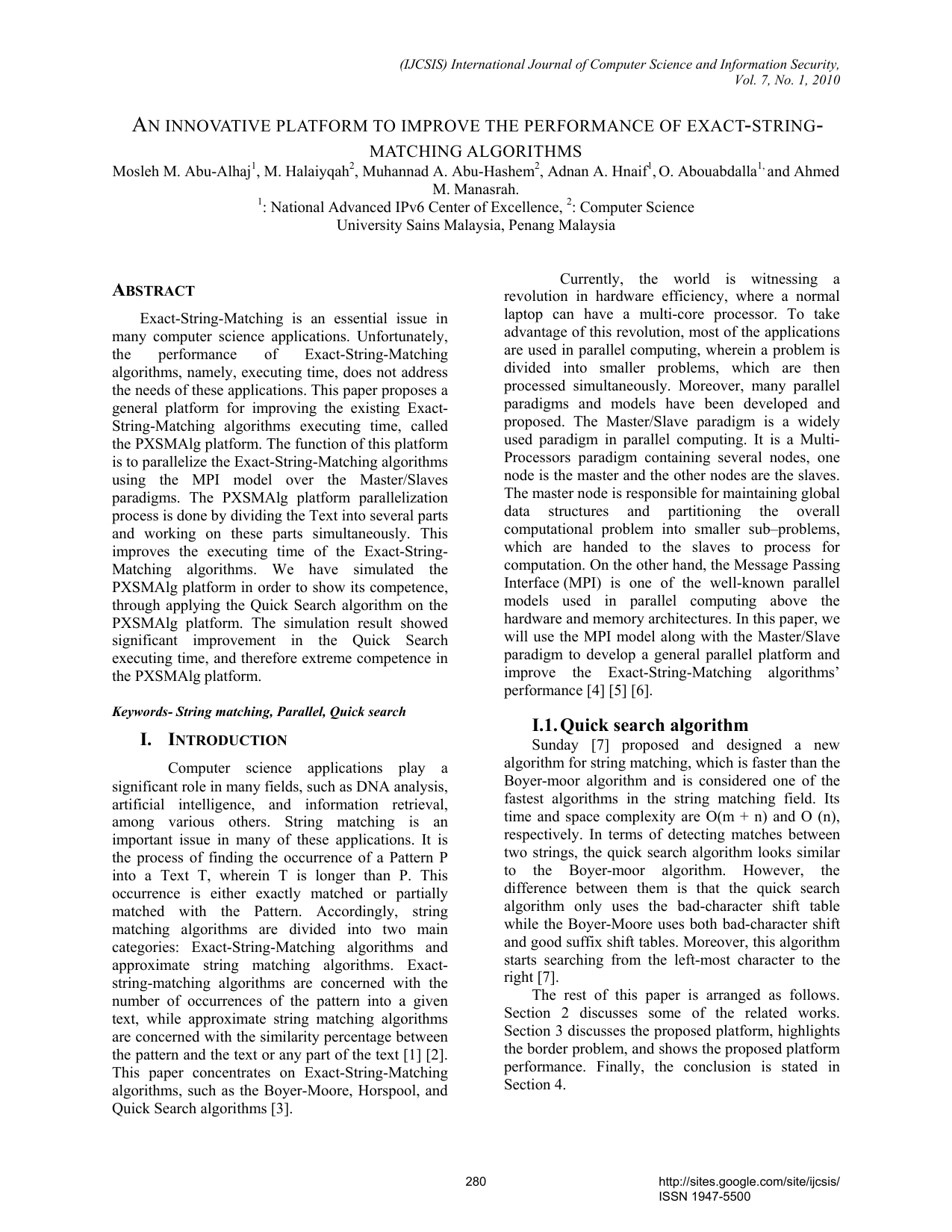 An innovative platform to improve the performance of exact string   matching algorithms