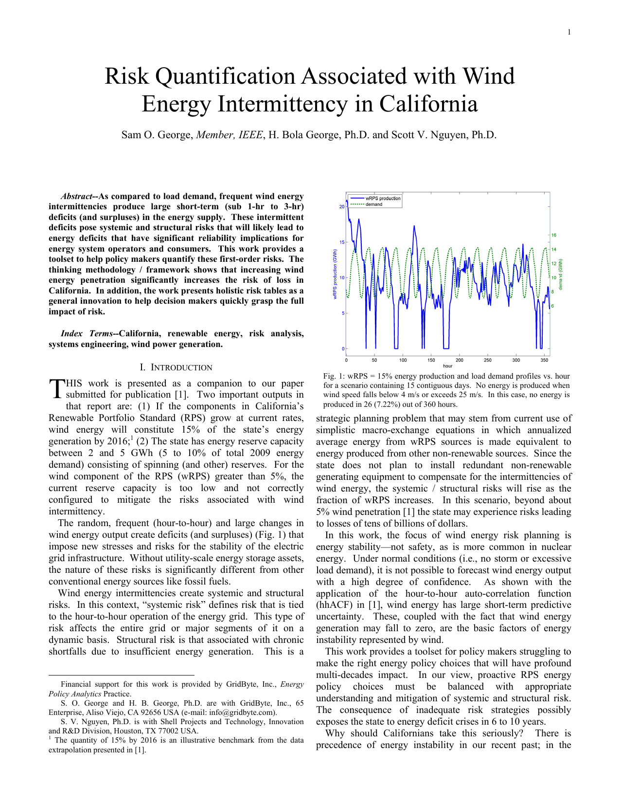 Risk Quantification Associated with Wind Energy Intermittency in California