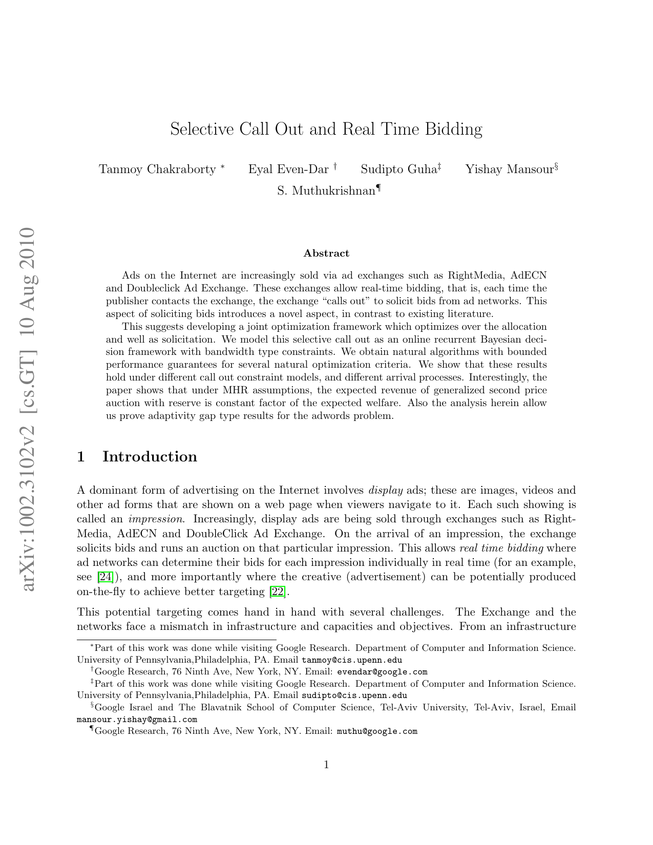 Selective Call Out and Real Time Bidding