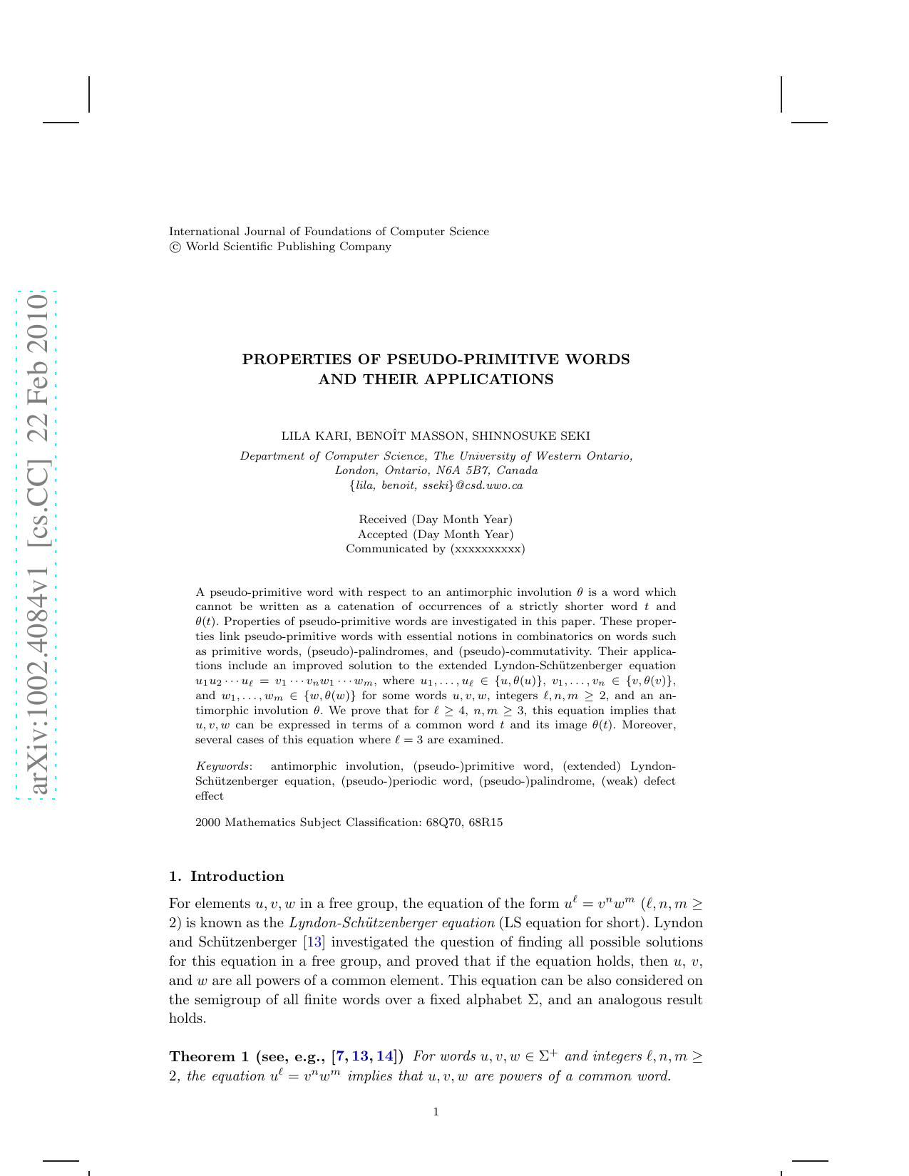 Properties of Pseudo-Primitive Words and their Applications