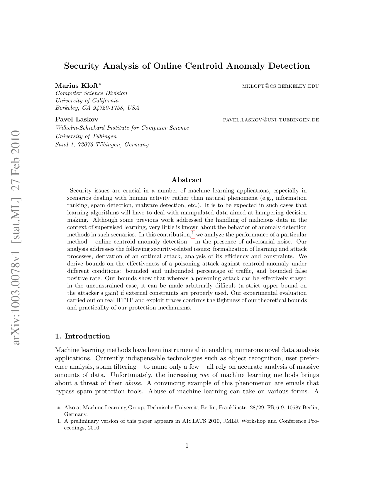 Security Analysis of Online Centroid Anomaly Detection