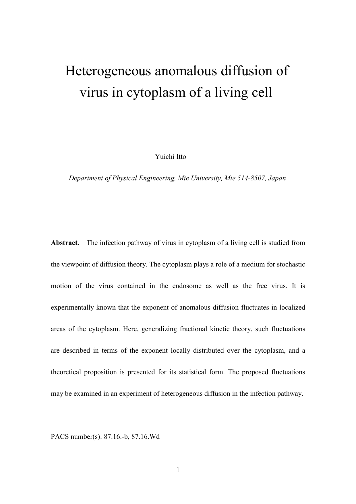 Heterogeneous anomalous diffusion of virus in cytoplasm of a living cell