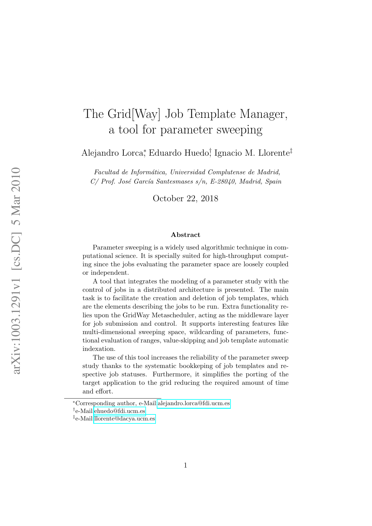 The Grid[Way] Job Template Manager, a tool for parameter sweeping