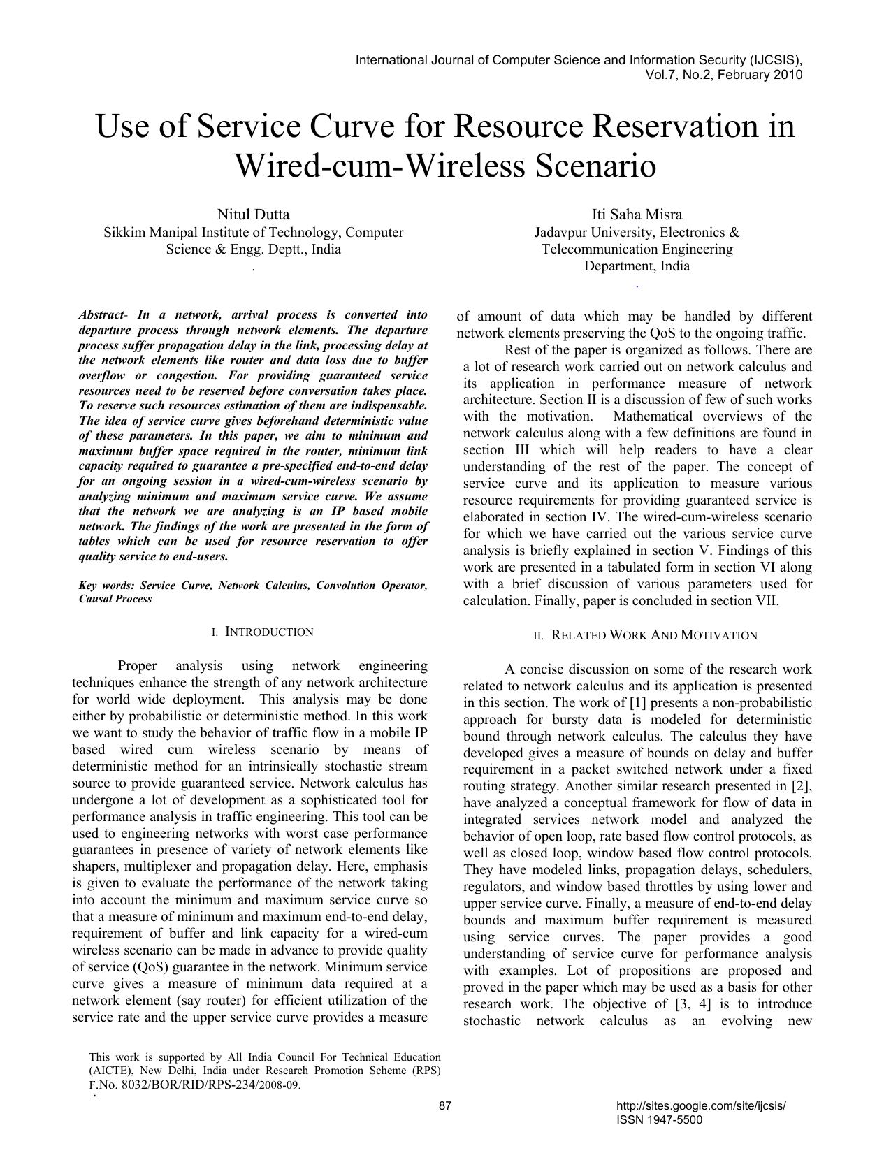 Use of Service Curve for Resource Reservation in Wired-cum-Wireless Scenario
