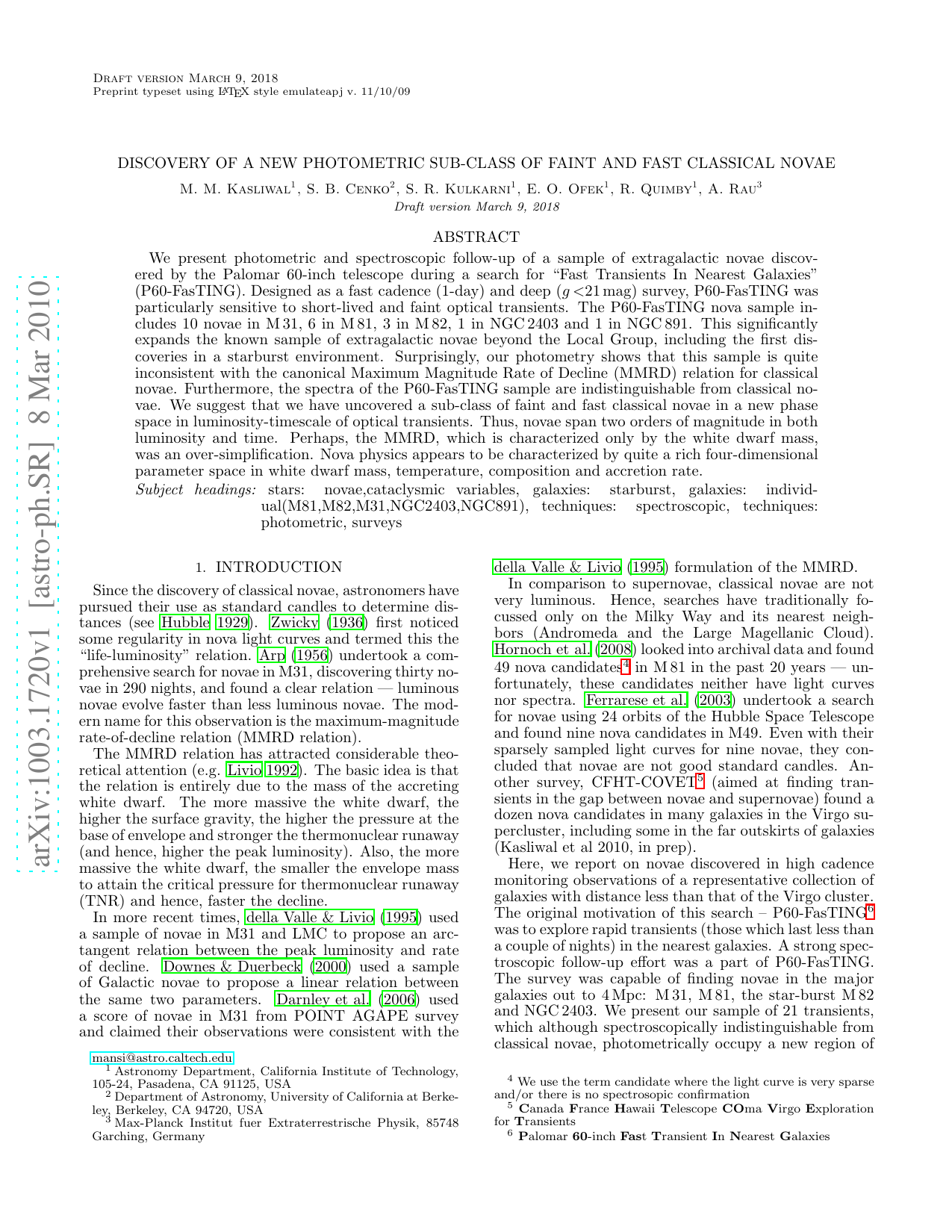 Discovery of a new photometric sub-class of faint and fast classical   novae