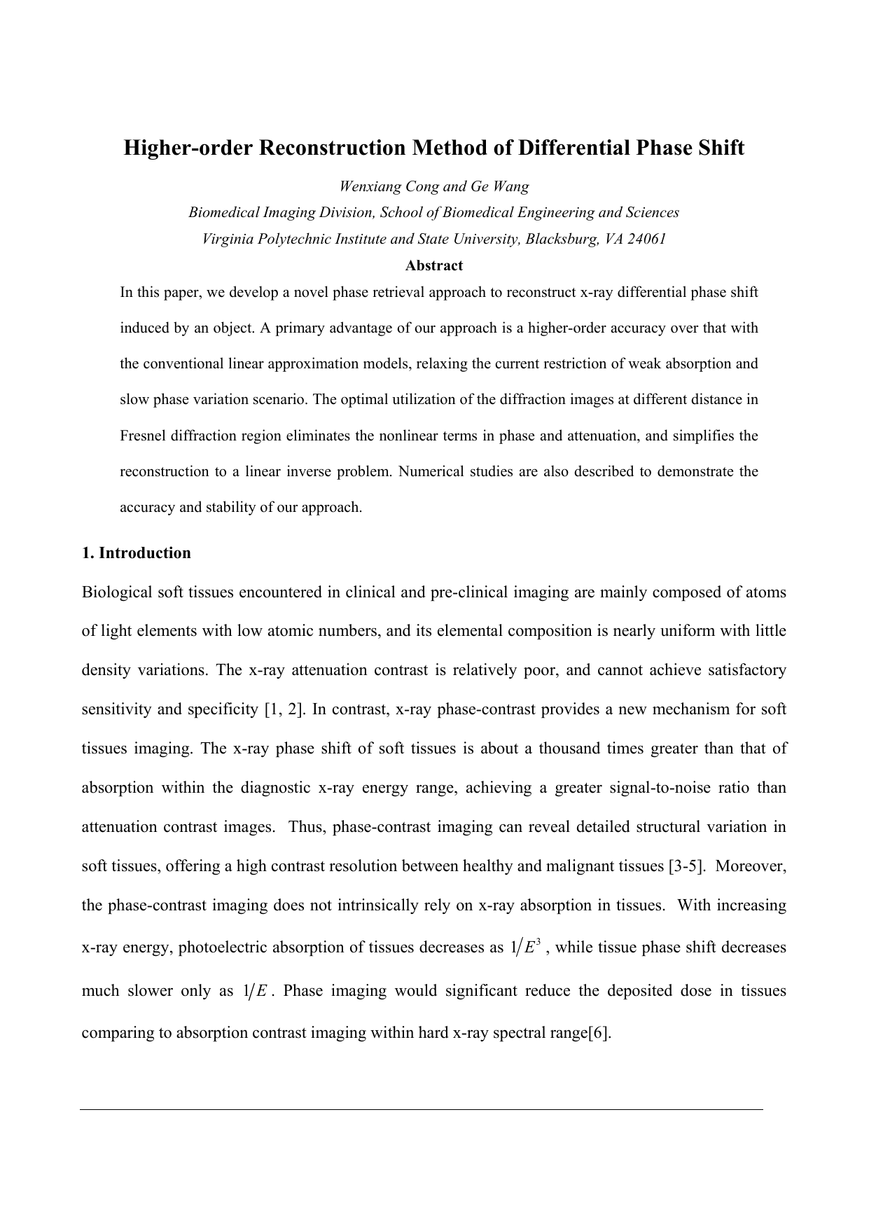 Higher-order Reconstruction Method of Differential Phase Shift