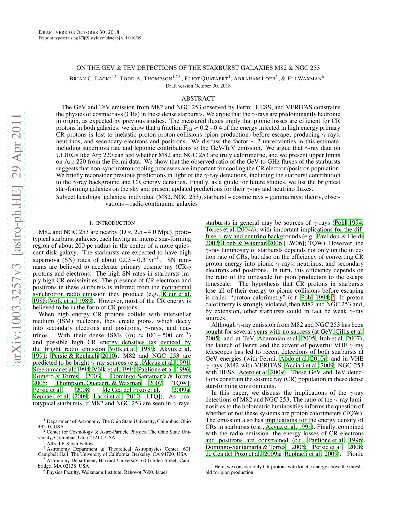On The GeV & TeV Detections of the Starburst Galaxies M82 & NGC 253