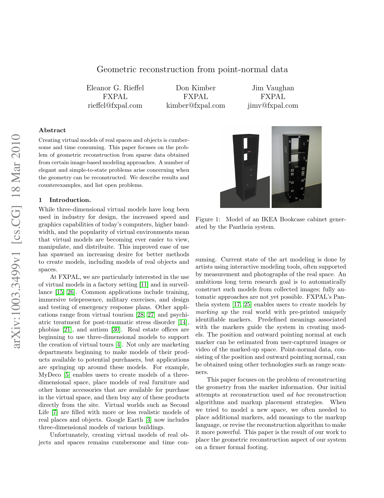 Geometric reconstruction from point-normal data
