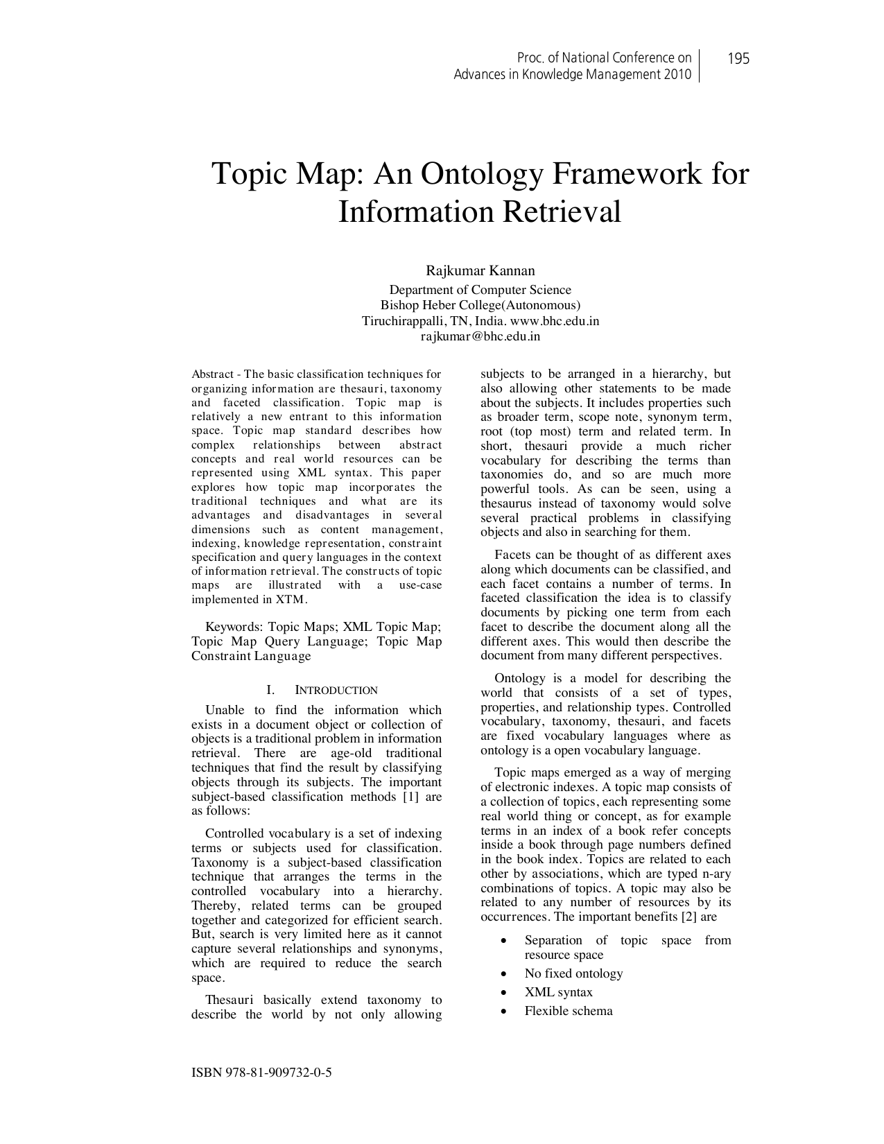 Topic Map: An Ontology Framework for Information Retrieval
